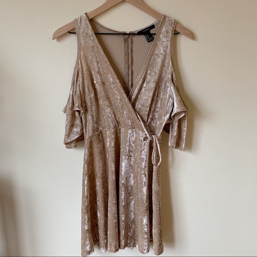 Gold velvet Forever 21 wrap dress